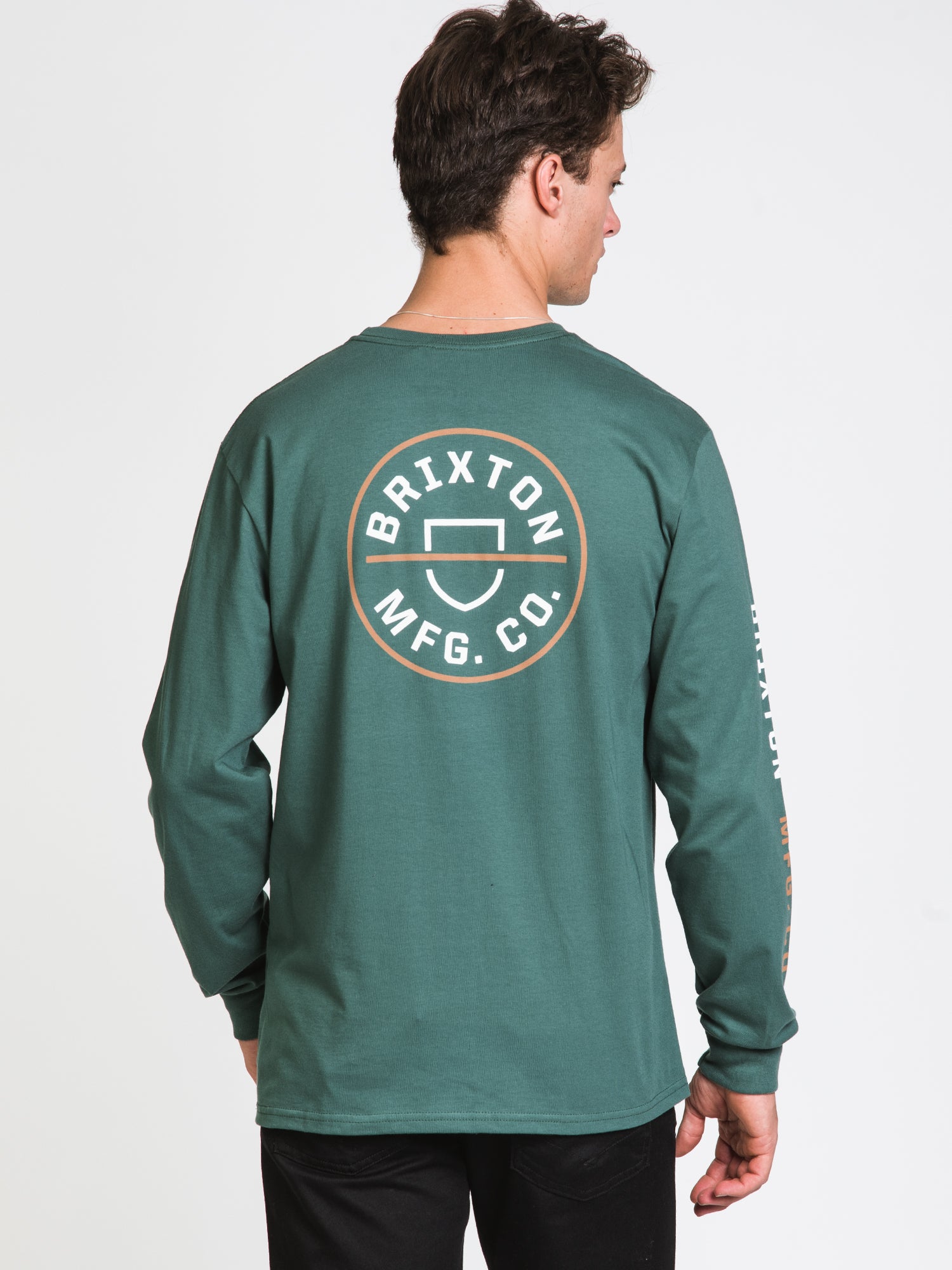 Brixton Crest Long Sleeve T-Shirt for Men | Premium Cotton Crewneck Tee | Casual & Streetwear Style | Perfect for Everyday Wear, Layering, and Outdoor Activities