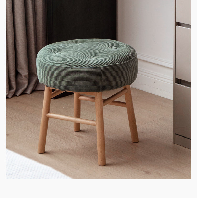 Premium Oak Solid Wood Makeup Stool - Scandinavian Light Luxury Vanity Bench with Backrest, Perfect for Dressing Table, Bedroom & Bathroom Decor