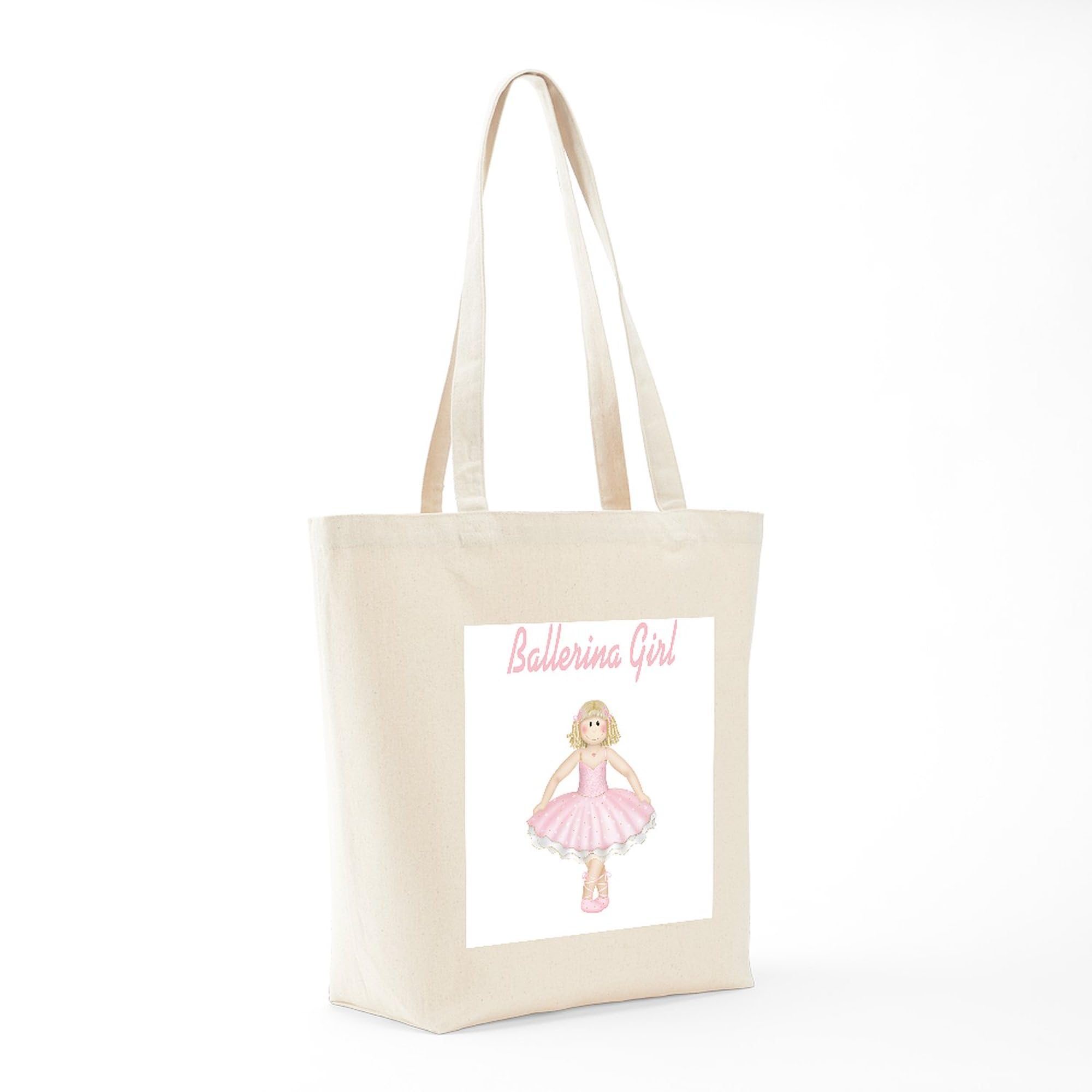 Ballerina Girl Tote Bag - Natural Canvas Reusable Shopping Bag for Women | Eco-Friendly Grocery Tote, Dance Class Essentials & Everyday Carry
