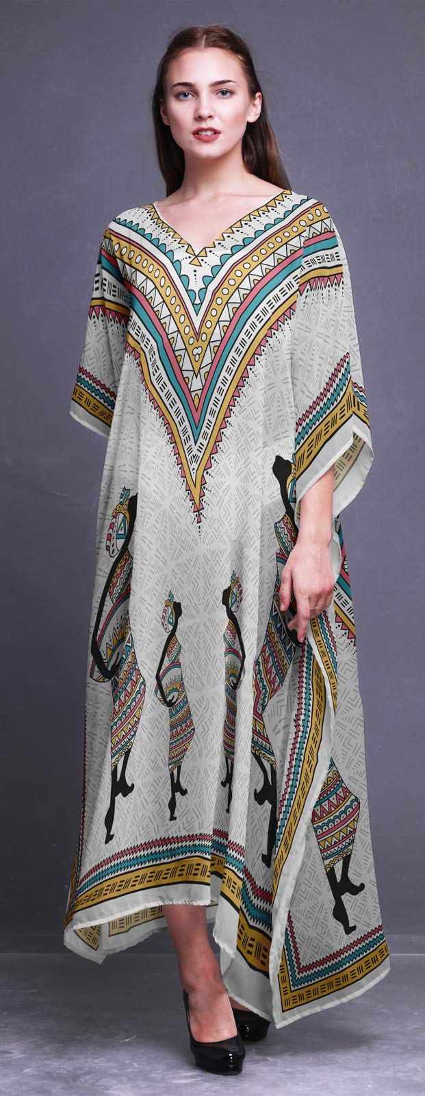 Plus Size Kaftan Dress for Women - Flowy Summer Beach Cover Up, Boho Kimono Maxi Dress for Lounge, Pool & Vacation | Lightweight & Comfortable
