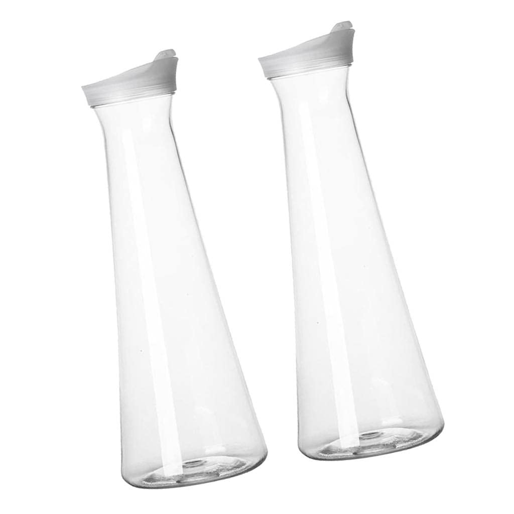 Baoblaze 2 Pack 1.5L Acrylic Iced Tea Pitcher with Lid - BPA Free Cold Water Jug for Refrigerator, Narrow Neck Design Perfect for Lemonade, Iced Coffee & Summer Beverages - Kitchen & Outdoor Party Essential