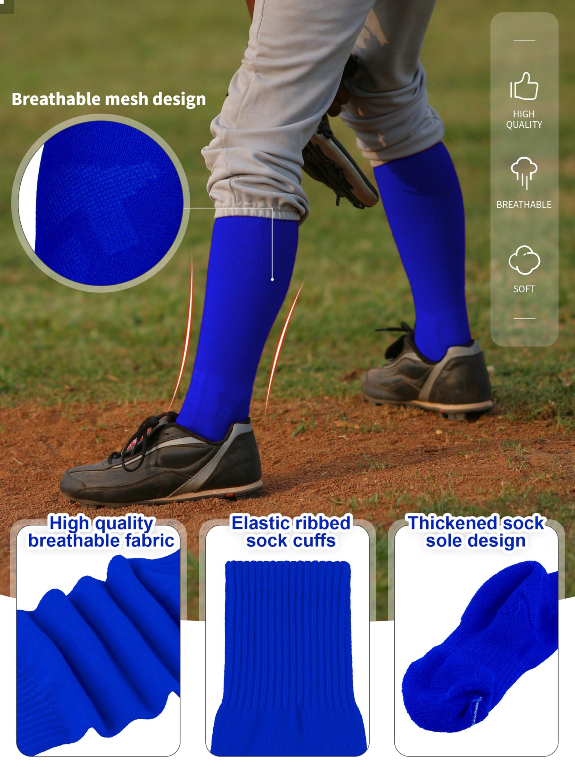 **Youth Baseball Socks & Belt Combo Set - Adjustable for Boys & Girls - Perfect for Baseball & Softball Games, Practices & Sports Training**