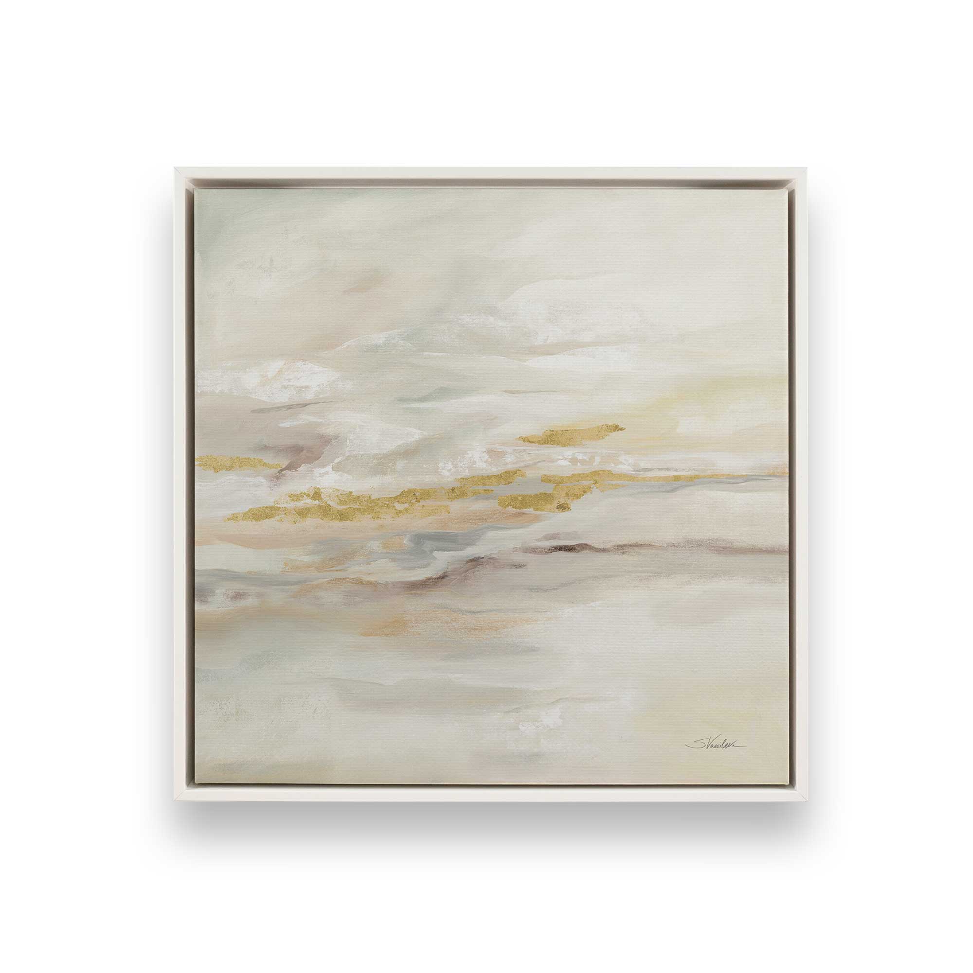 Golden Drift Reflections Canvas Wall Art Print - Modern Abstract Painting for Living Room, Bedroom & Office Decor
