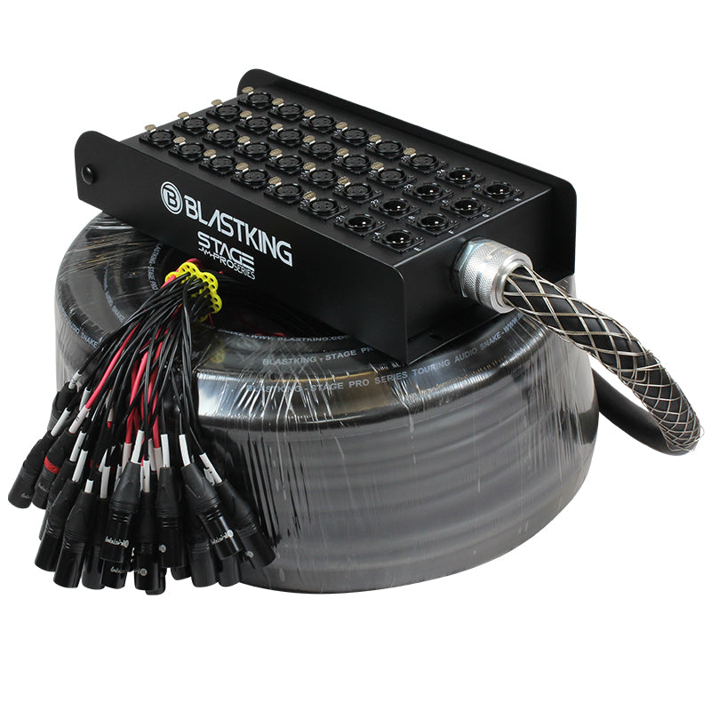 Blastking SPS24X8 24x8 Stage Snake Cable 100ft - Professional 100-Channel Audio Snake for Live Performances & Studio Recording - Durable XLR Cable for Musicians, DJs, and Sound Engineers