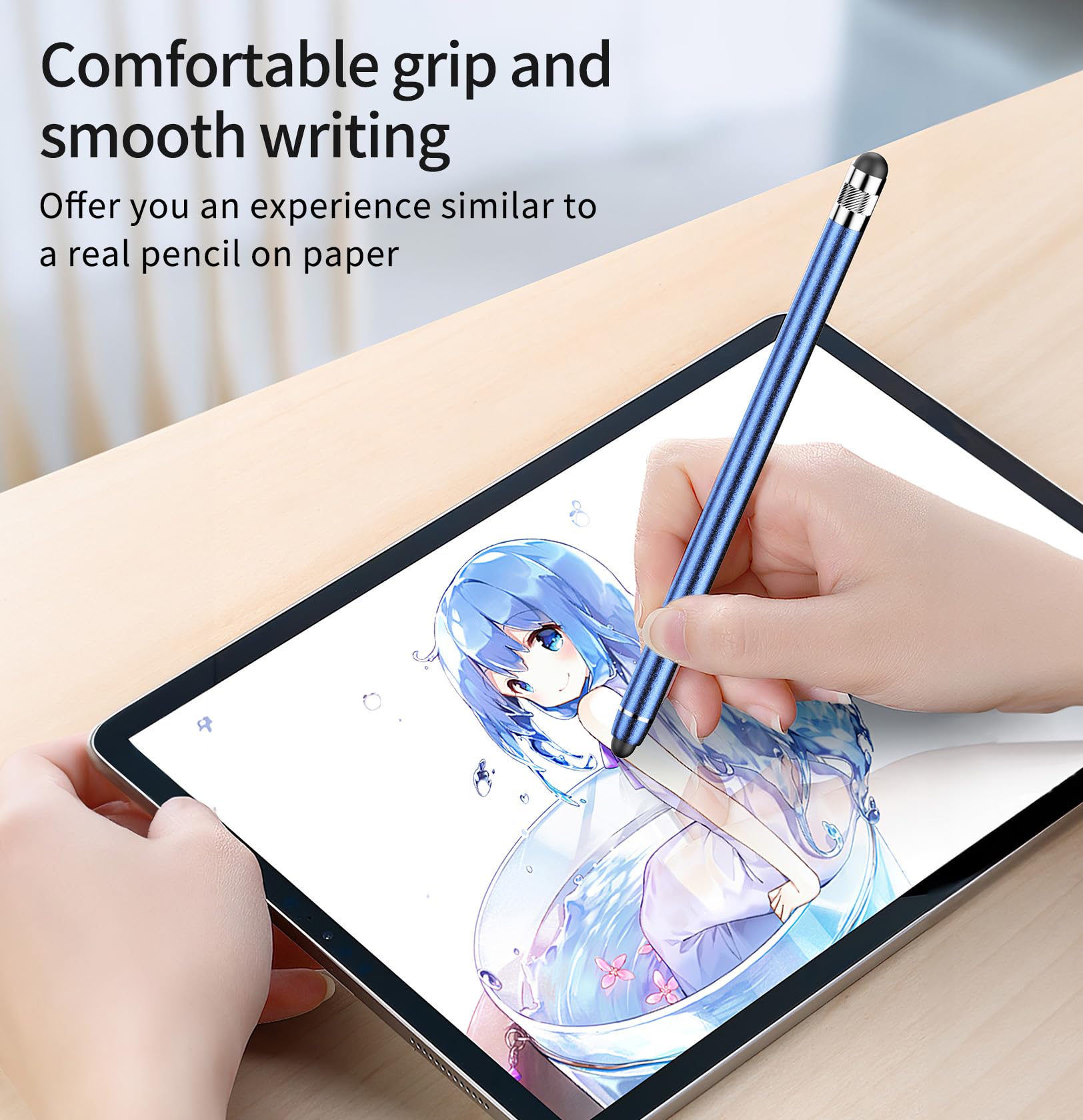 6 Pack Stylus Pens for iPad, iPhone, Android & Touchscreen Devices - Black/Silver/Purple/Green/Blue/Rose Gold - Perfect for Drawing, Note-Taking & Digital Signatures