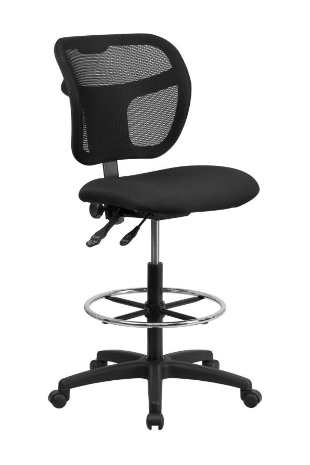 Ergonomic FLASH Mid Back Black Mesh Drafting Chair - Adjustable Height & Arms for Office, Home, Gaming - Perfect for Architects, Artists & Long Work Sessions