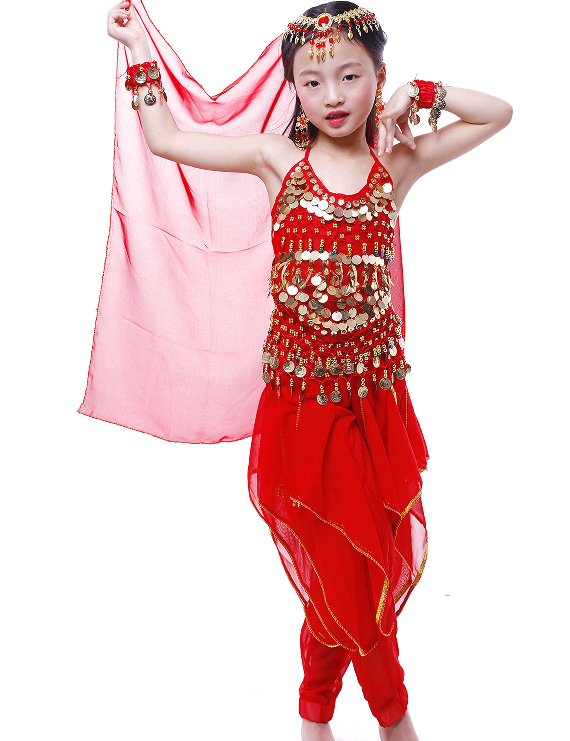 Astage Girls Genie Costume - Indian Belly Dance Arabian Princess Outfit for Halloween, Cosplay & Dress-Up Parties | Perfect for Kids, Teens & Adults