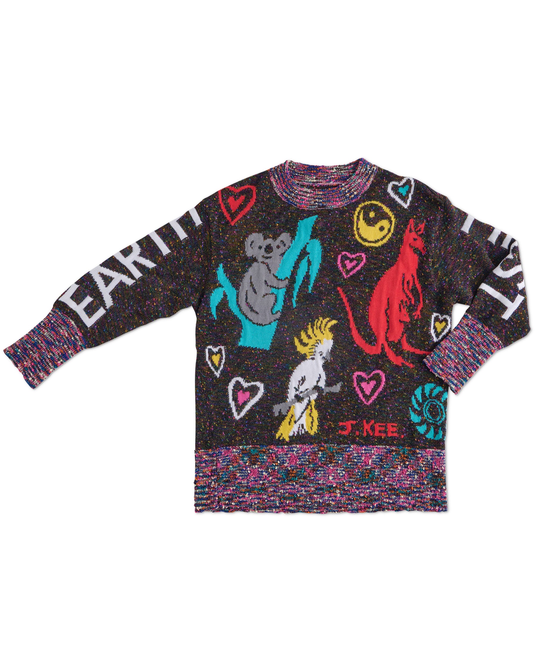 Kip&Co x Jenny Kee Earth First Peace Always Knitted Sweater for Women - Cozy Winter Pullover, Casual Fall Fashion, Soft Yarn Comfort Wear for Outdoors & Lounge