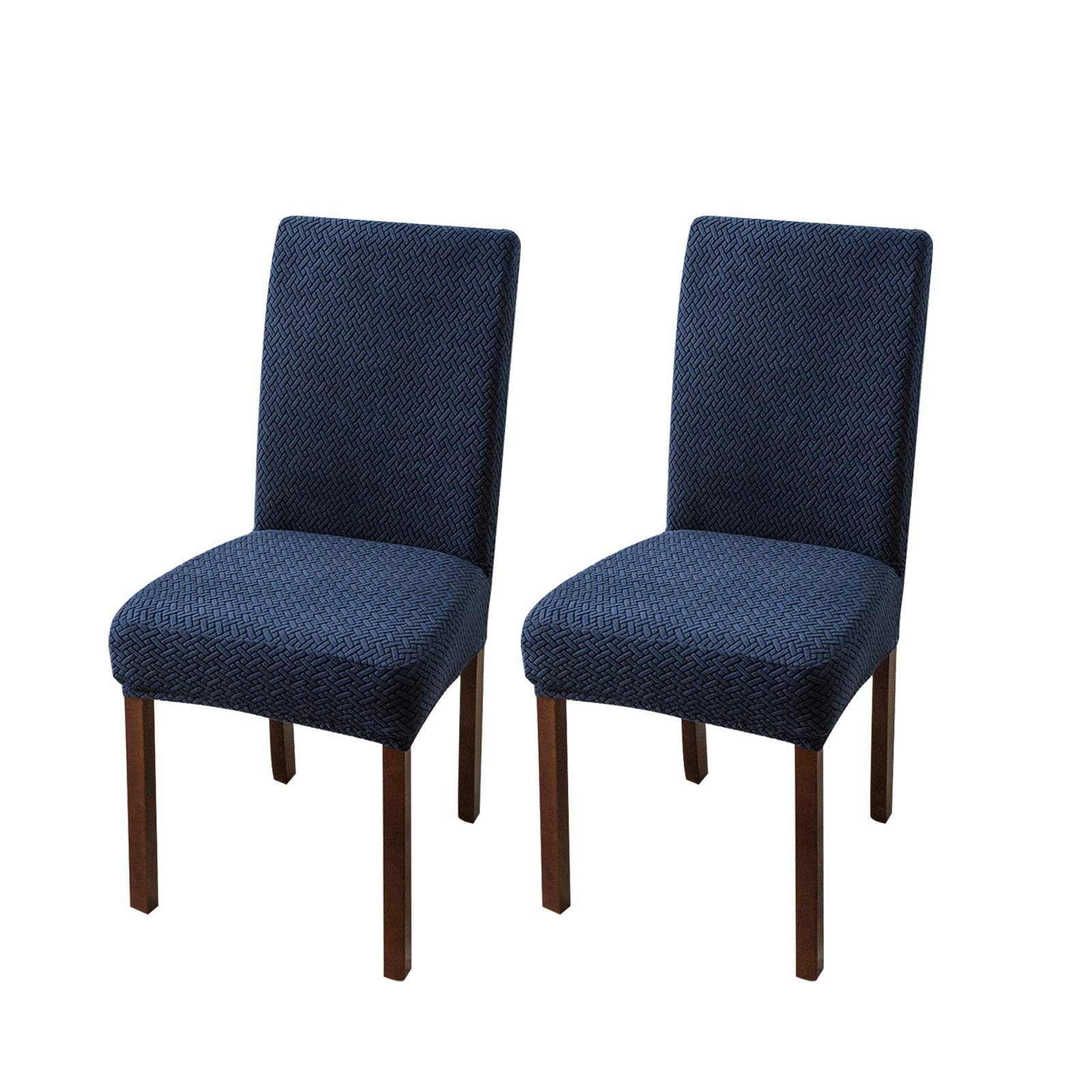 Genina Stretch Dining Chair Covers - Navy Blue (2 Pack) - Fits Parsons & Kitchen Chairs - Washable Slipcovers for Home & Restaurant Use