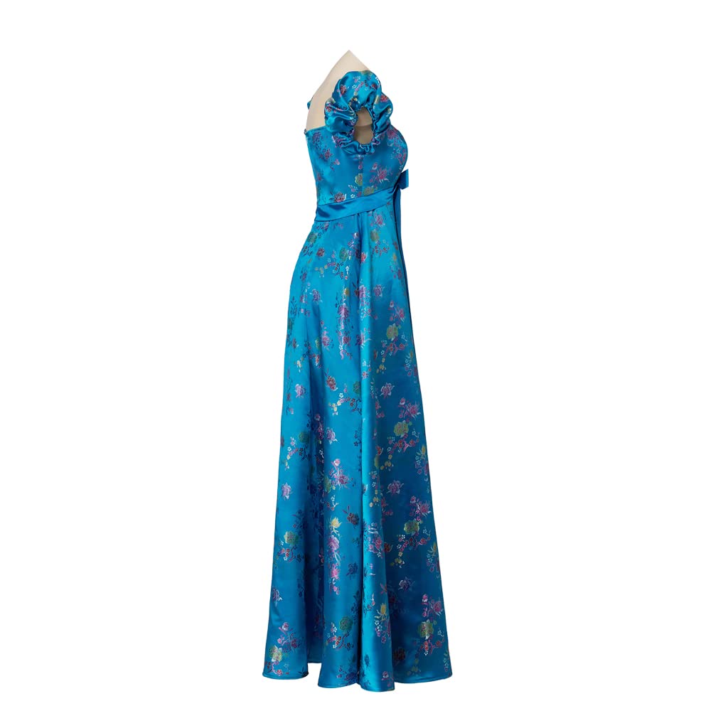 Women's Giselle Blue Floral Dress - Elegant Halloween Princess Costume & Ball Gown for Parties, Cosplay, and Special Occasions | Perfect for Costume Events, Theater Performances, and Photo Shoots