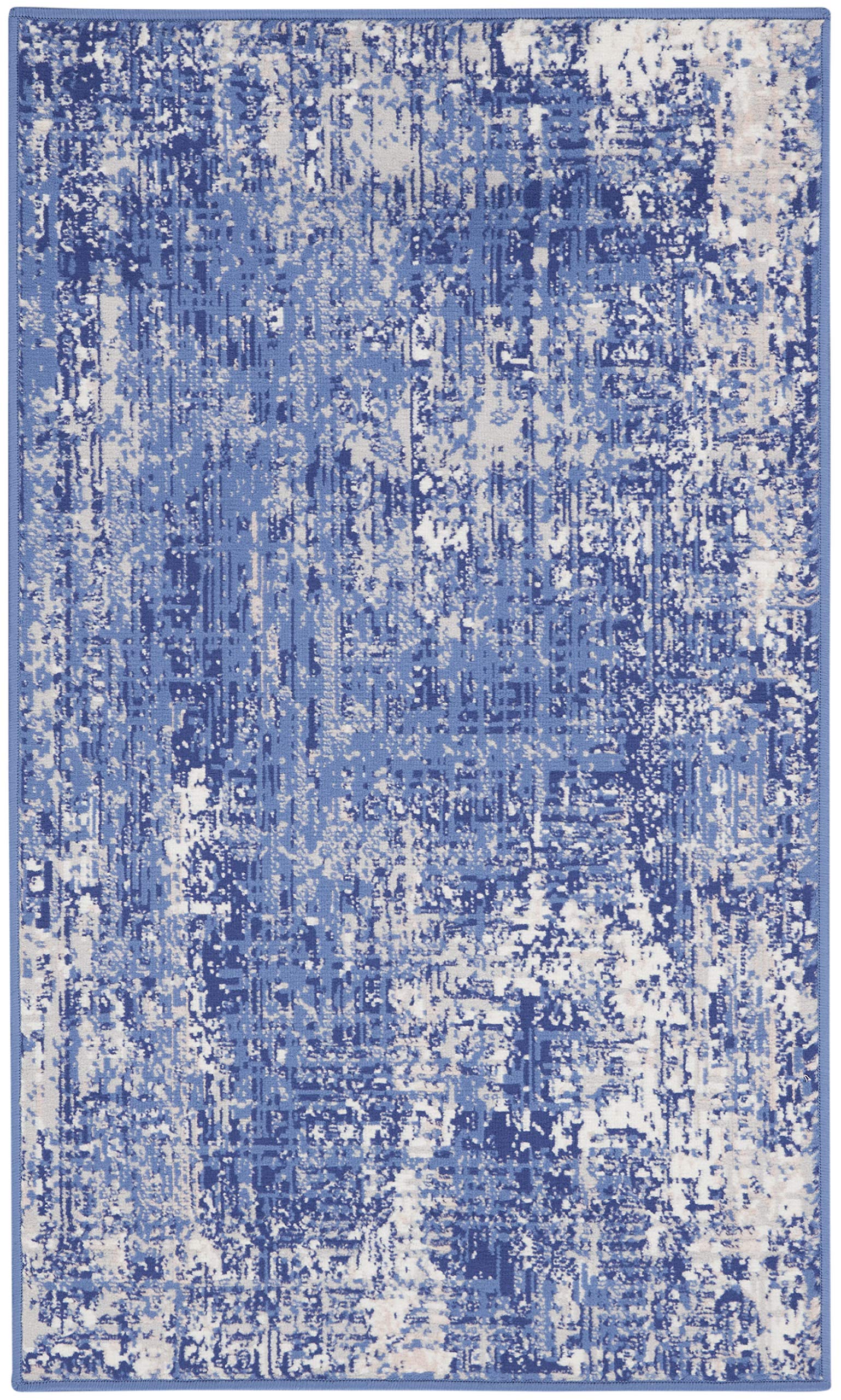 Nourison Whimsicle Blue Ivory 3' x 5' Area Rug - Artistic Contemporary Design, Easy-Cleaning & Non-Shedding - Perfect for Bedroom, Living Room, Dining Room & Kitchen Decor (3x5 Feet) - Ideal for Home, Office & Apartment Flooring