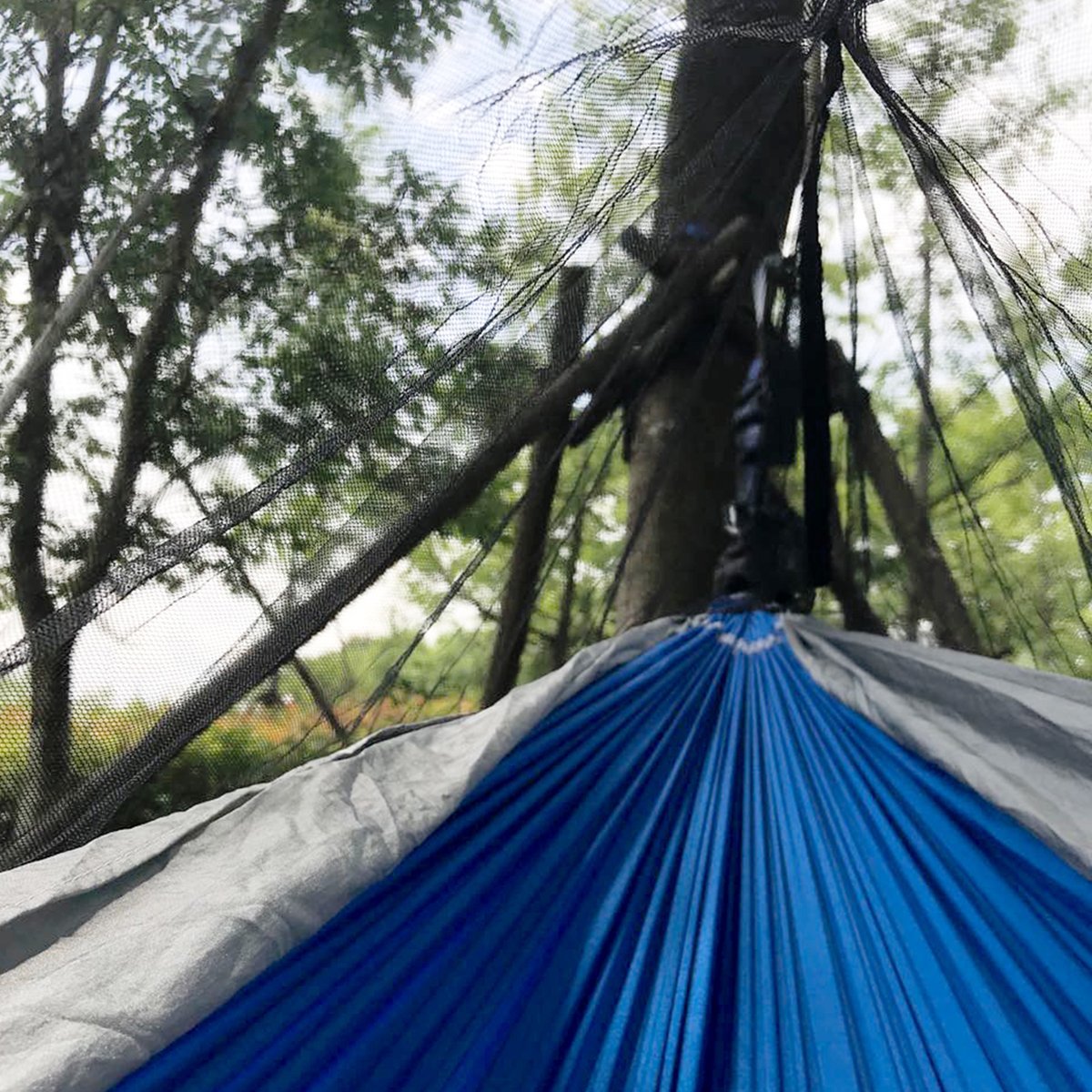 XL Hammock Mosquito Net 11x4.6FT - No-See-Ums Proof Polyester Fabric with 360° Protection & Dual-Sided Diagonal Zipper - Fits All Hammocks for Camping, Backpacking, and Outdoor Relaxation