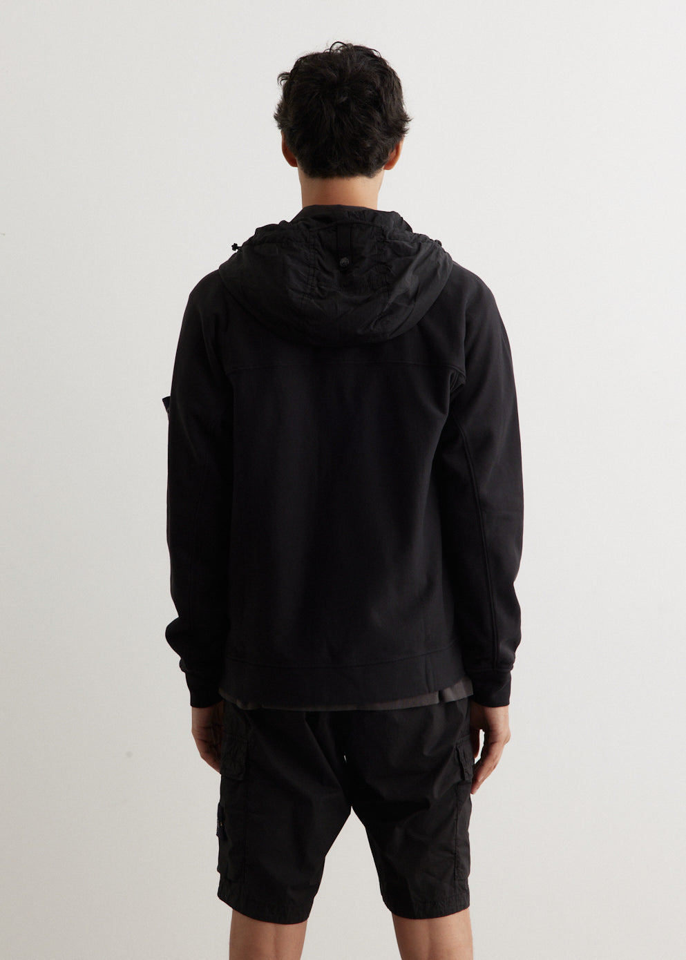 Badge Nylon Panel Hooded Sweatshirt - Stylish Unisex Pullover with Front Pocket - Perfect for Casual Wear, Outdoor Activities & Street Fashion