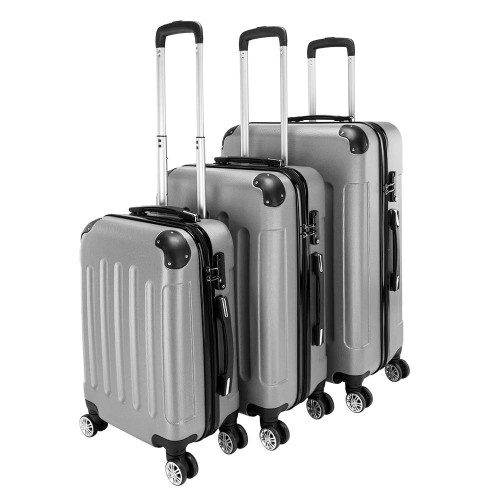 Trlec 3-Piece Spinner Luggage Set with TSA Lock - 20in, 24in, 28in Carry-On & Checked Suitcases (Gray) - Perfect for Business Travel, Family Vacations & International Trips
