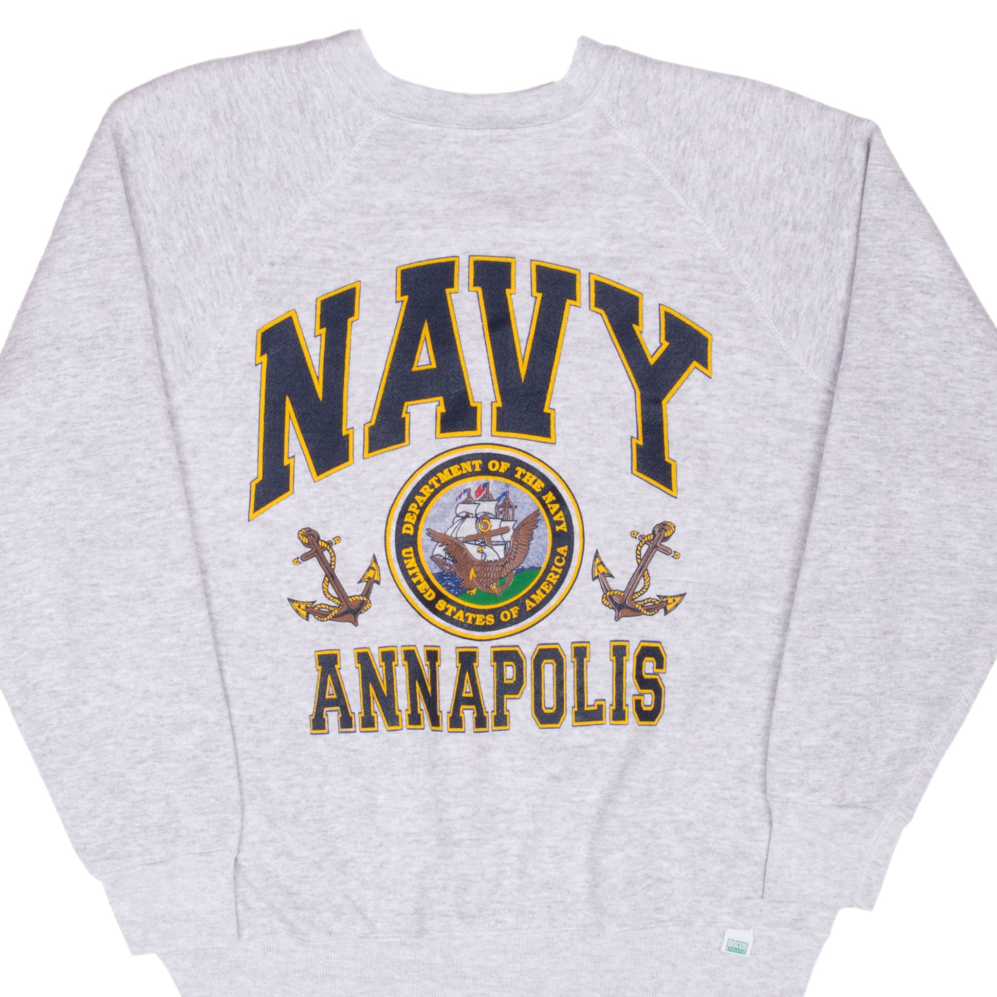 Vintage 1990s US Navy Annapolis Discus Athletic Sweatshirt - Medium Size, Made in USA - Perfect for Retro Fashion, Workout, and Casual Wear