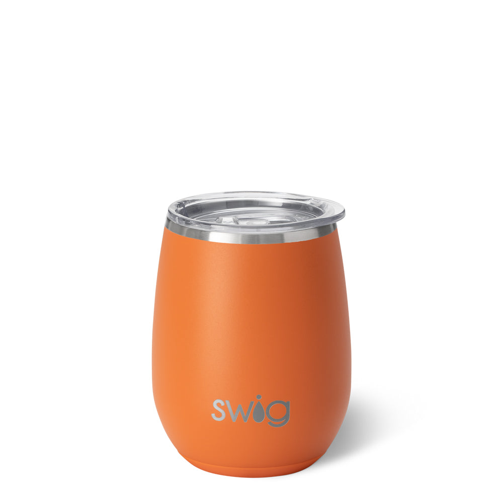 Stemless Wine Glass 14oz - Orange Acrylic Cup for Chardonnay, Cabernet & Cocktails - Perfect for Parties, Weddings & Home Bar Use