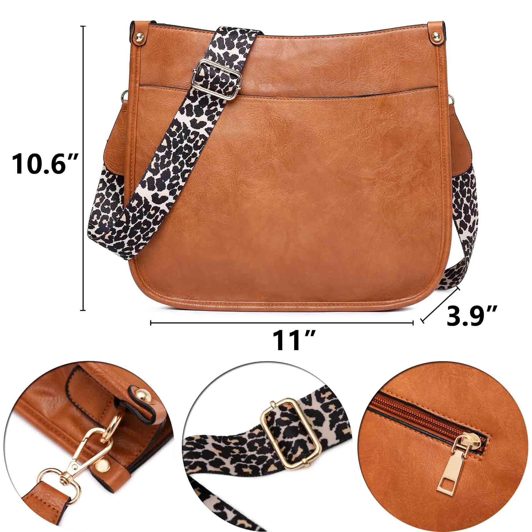 Stylish Leopard Print Crossbody Shoulder Bag for Women - Vegan PU Leather Messenger Purse for Casual Outings, Work & Travel