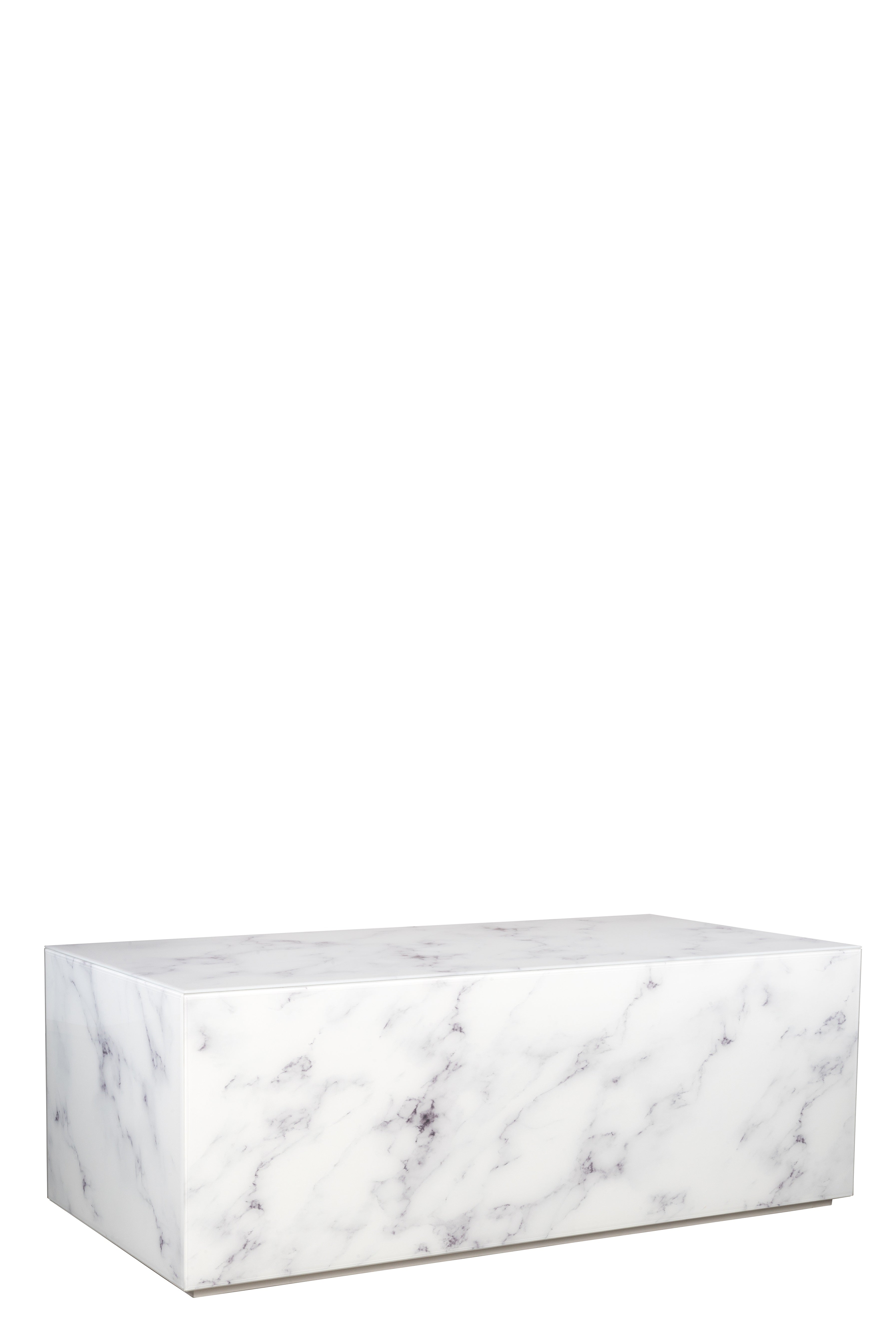 Modern Matteo Block Marble Design Coffee Table - White Marble Finish Living Room Centerpiece for Home Decor & Stylish Interior Design