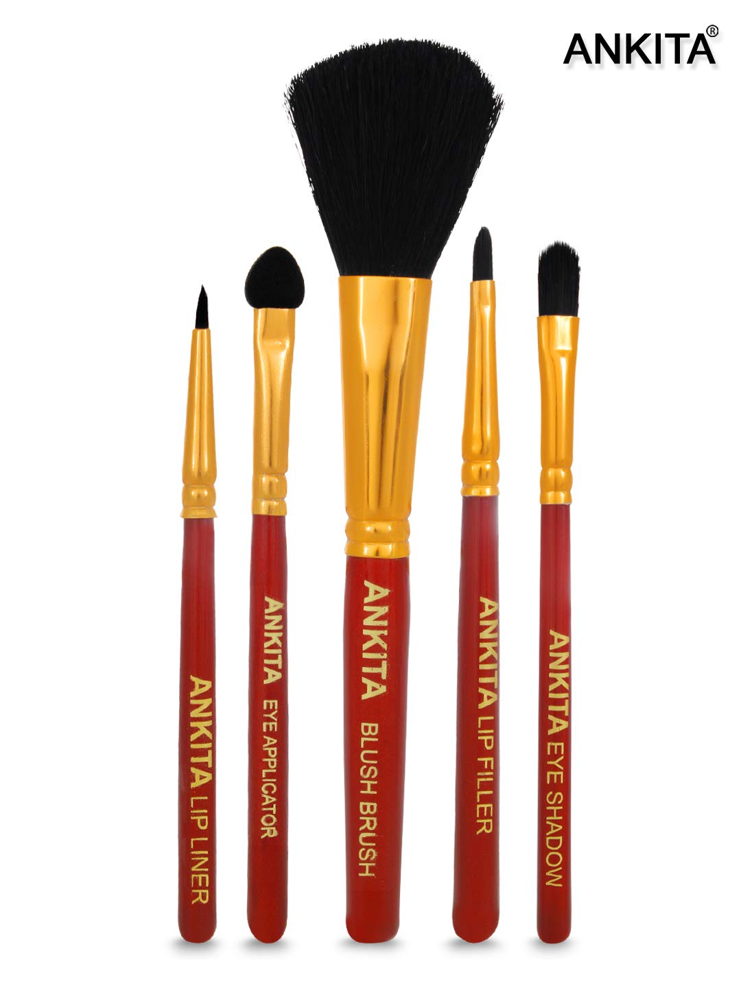 Premium Ankita 5-Piece Makeup Brush Set - Soft Synthetic Bristles for Flawless Foundation, Blending & Contouring - Perfect for Travel, Professional Makeup Artists & Everyday Beauty Routine