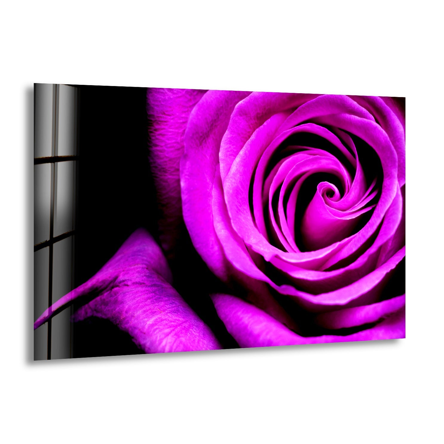 Elegant Purple Rose Glass Wall Art - Handcrafted Home Decor for Living Room, Bedroom & Office - Perfect Gift for Housewarming & Special Occasions