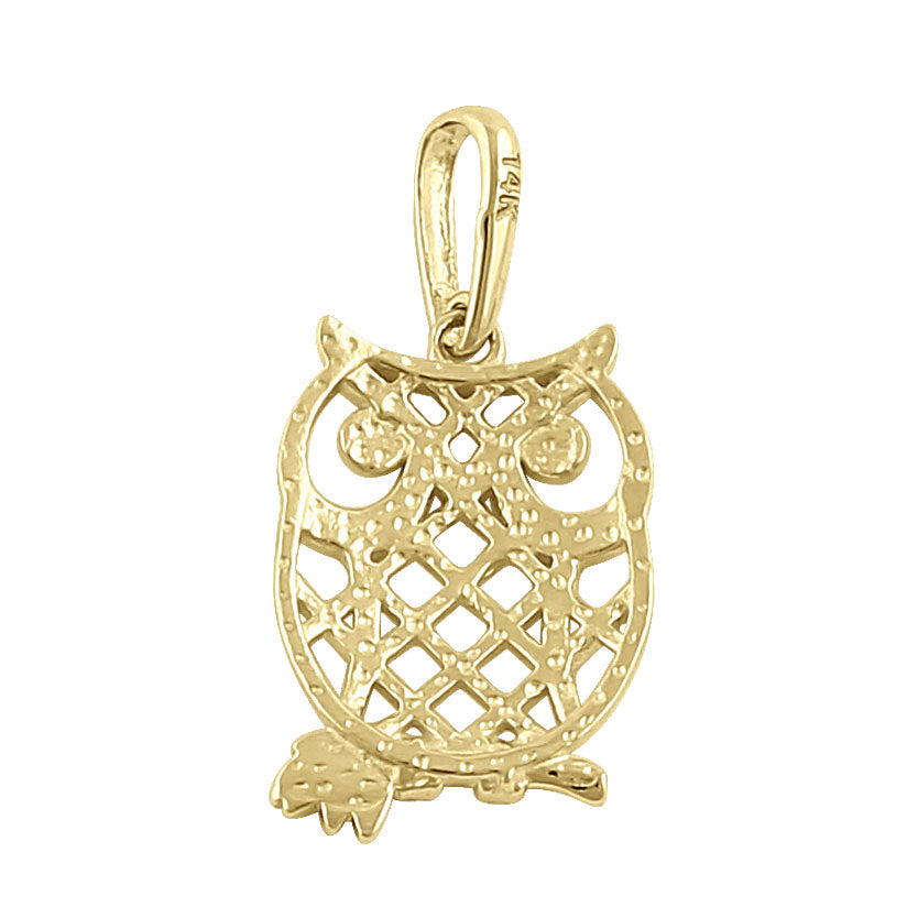 14K Solid Yellow Gold Trendy Owl Pendant Necklace - Elegant Jewelry Gift for Women, Perfect for Birthday, Anniversary & Everyday Wear