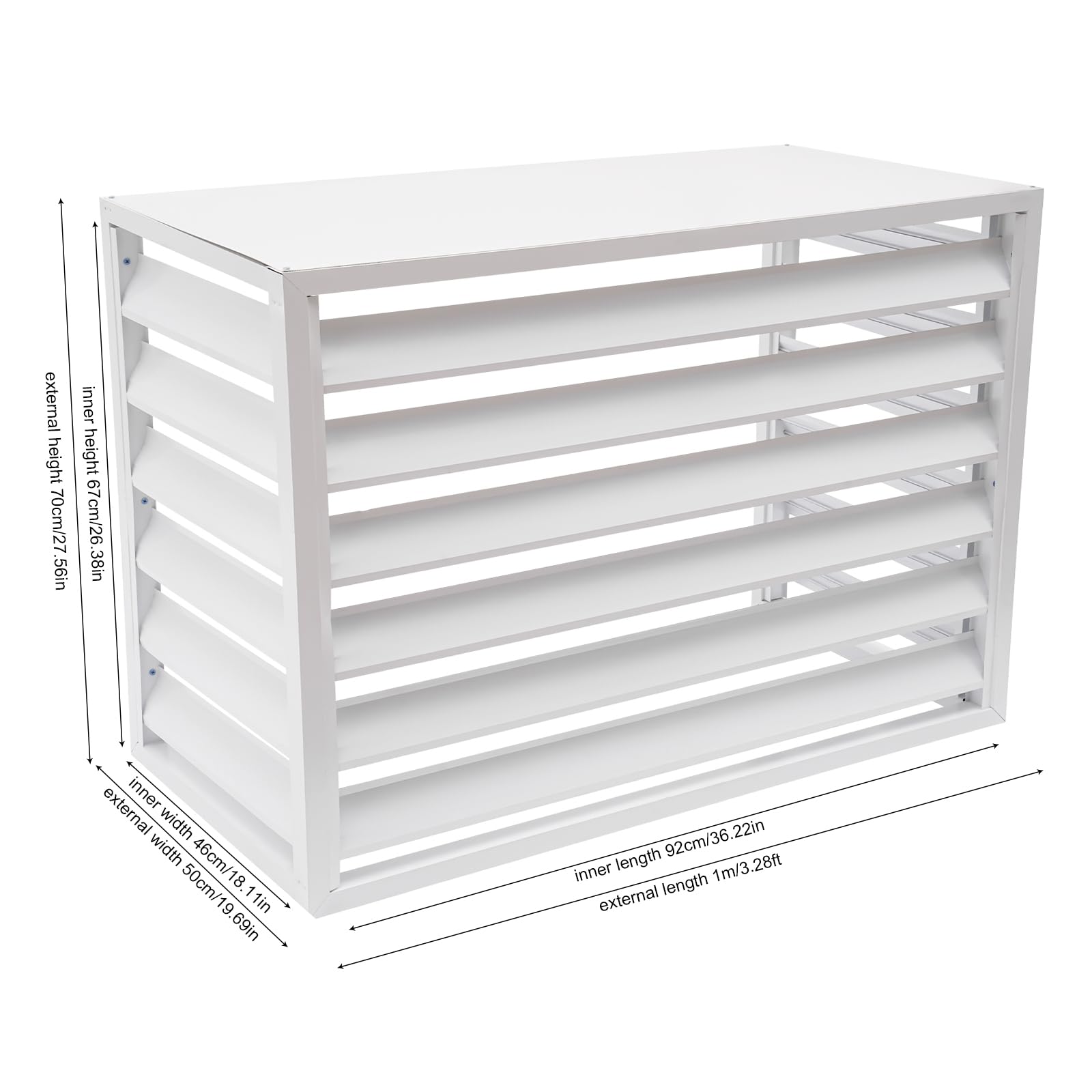 Durable Aluminum Alloy AC Fence Screen - 4-Panel Weatherproof Outdoor Air Conditioner Cover for Privacy & Protection (White) - Perfect for Backyard, Patio & Home Exterior AC Units