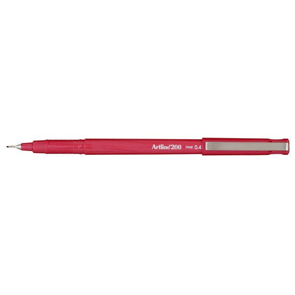 Artline 200 Bright Fineliner Pen 0.4mm Red - 12 Pack of Fine Tip Marker Pens for Coloring, Journaling & Note Taking - Ideal for Artists, Students & Office Use