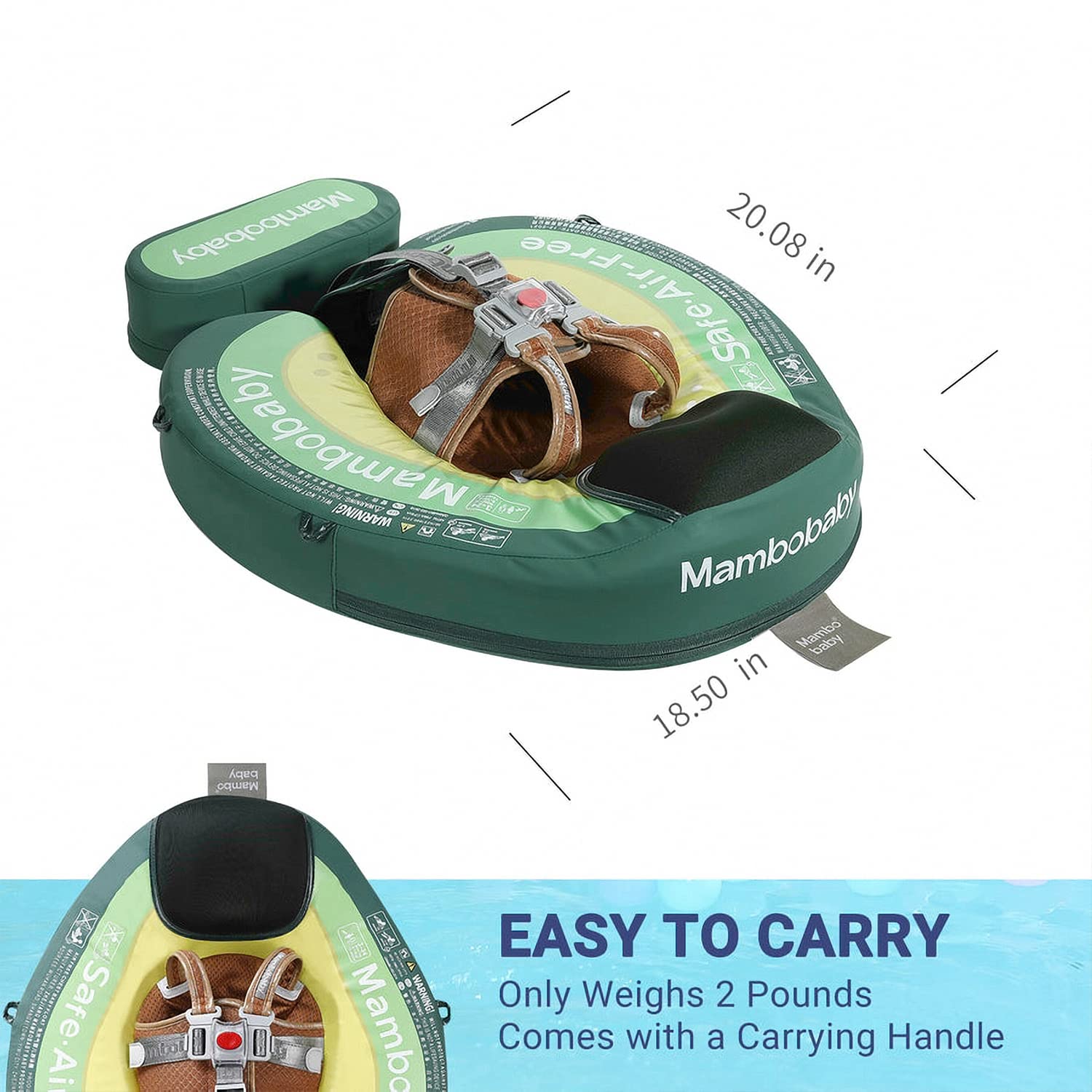 **Mambobaby Non-Inflatable Baby Pool Float with UPF 50+ Canopy – Safe Infant Swimming Training Float, Anti-Flip Design for Toddlers – Perfect for Backyard Pools, Beach Trips & Swim Lessons**