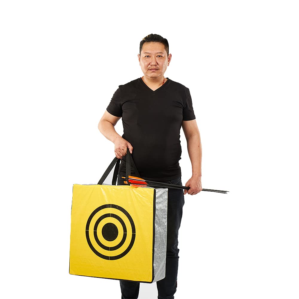 Professional Archery Target Bag with 2 Shooting Sides - Weatherproof Outdoor Practice Target for Adults & Youth - Includes Carry Handle & Easy Arrow Removal - Perfect for Backyard Training, Hunting Practice & Field Archery (Yellow)