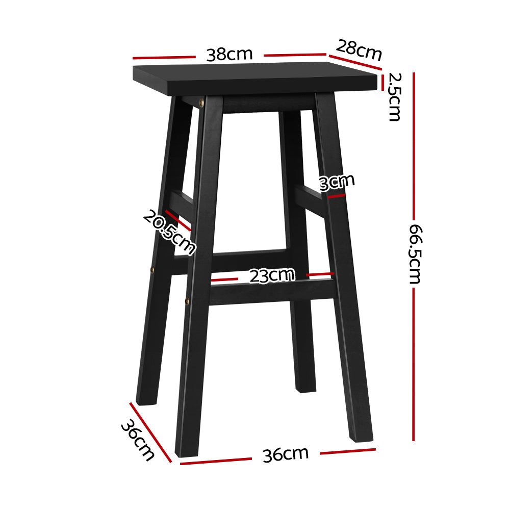 4 Black Wooden Bar Stools - Kitchen Counter Height Stools with Back Support for Dining Room, Breakfast Nook & Home Bar Decor