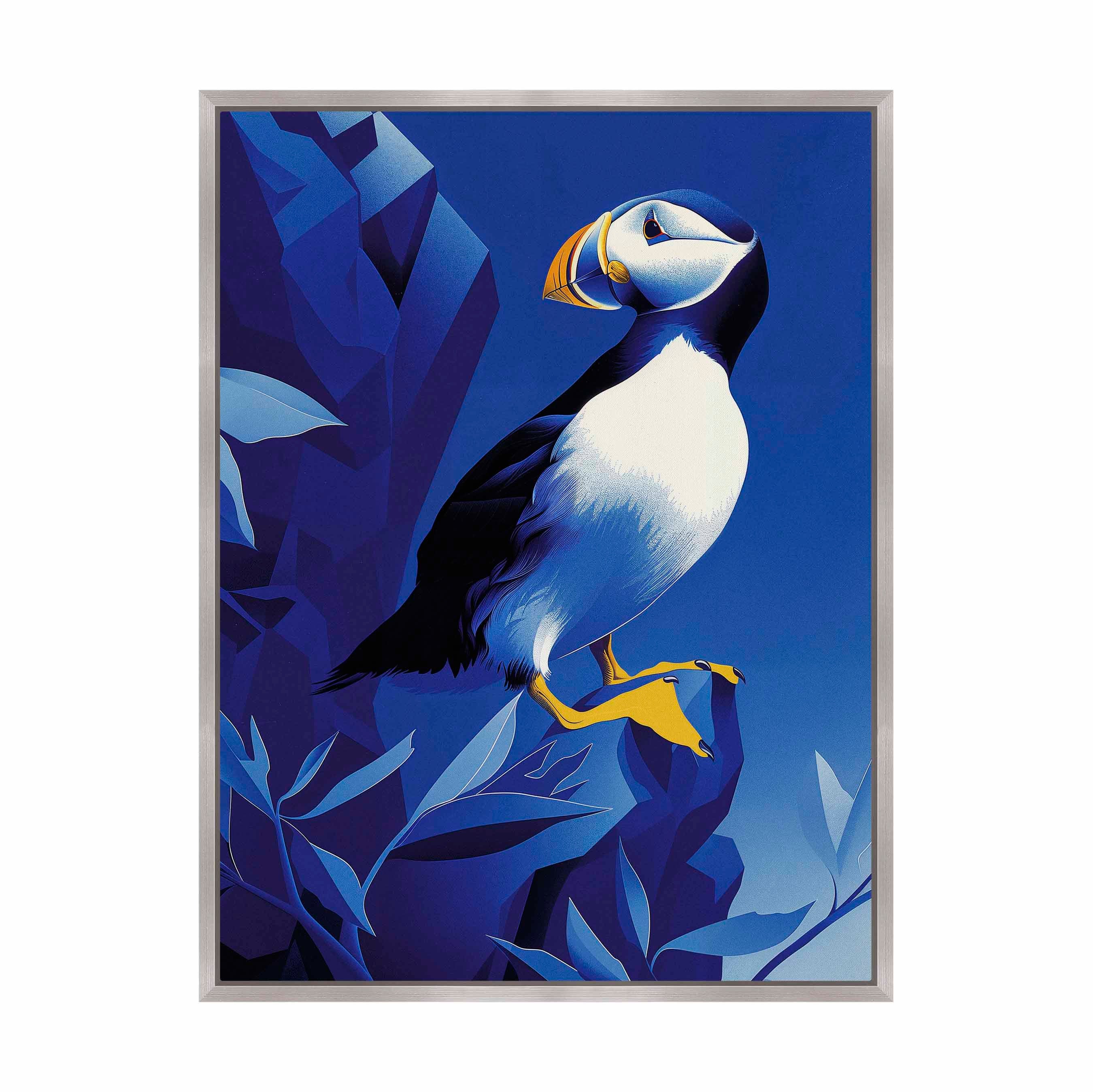 Arctic Sentinel - Puffin on Rocky Cliff Gallery Wrapped Canvas Wall Art - Perfect for Living Room, Bedroom & Office Decor