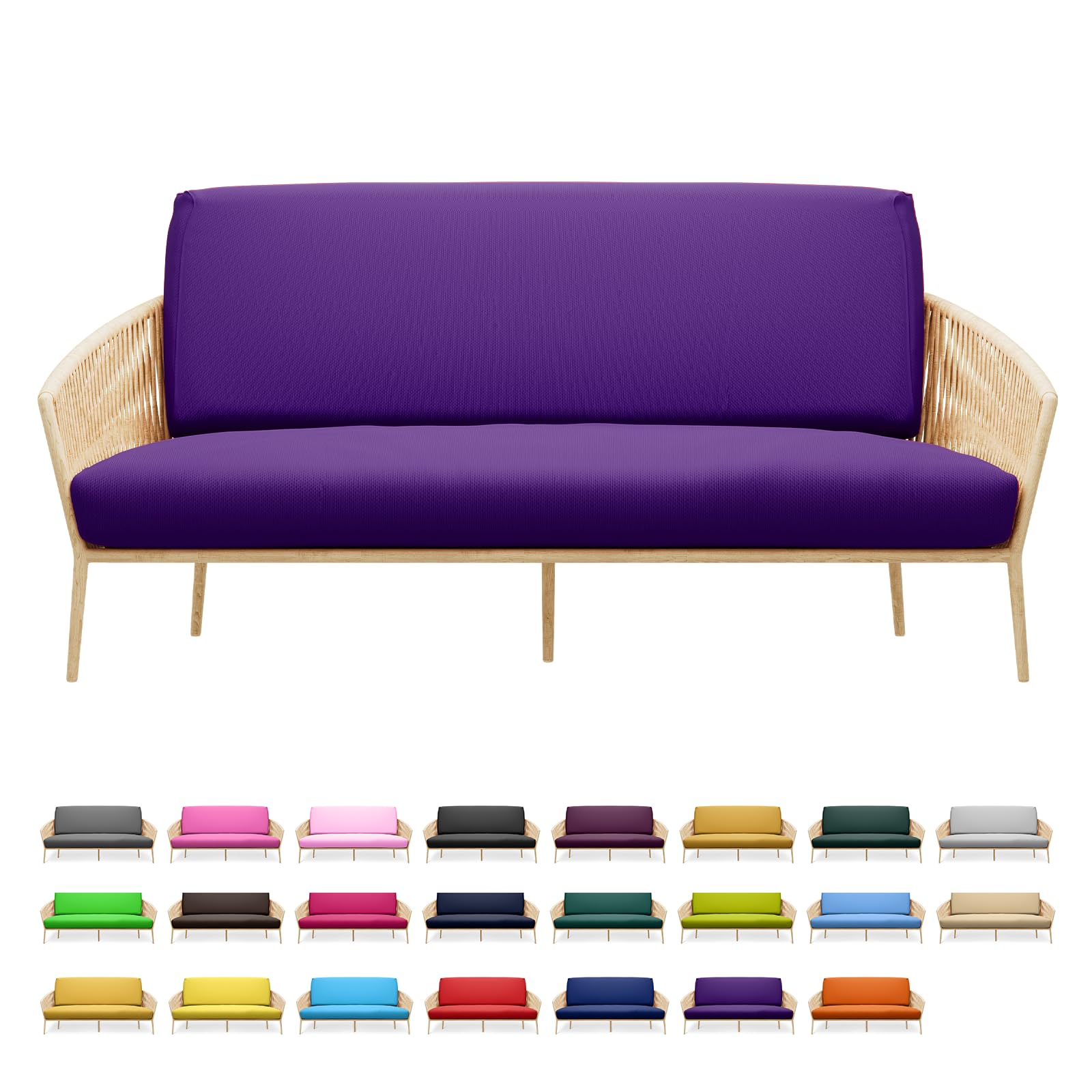 MoNiBloom Twin Stretch Futon Slipcover - Washable Zippered Armless Sofa Cover for Adults, Kids & Pets - Furniture Protector for Jackknife RV Sofas (Purple) | Perfect for Living Rooms, Dorms and Campers