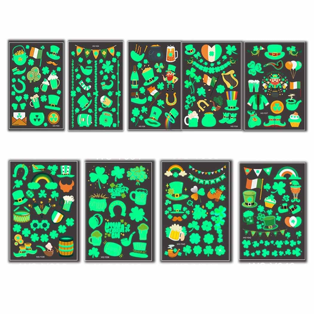 Zoestar St. Patrick's Day Temporary Tattoos - 24pcs Irish Shamrock Tattoo Stickers for Women & Girls - Green Festival, Rave Party, Face & Body Art Decorations - Perfect for St. Patrick's Day Parties, Irish Themed Events & Celtic Celebrations