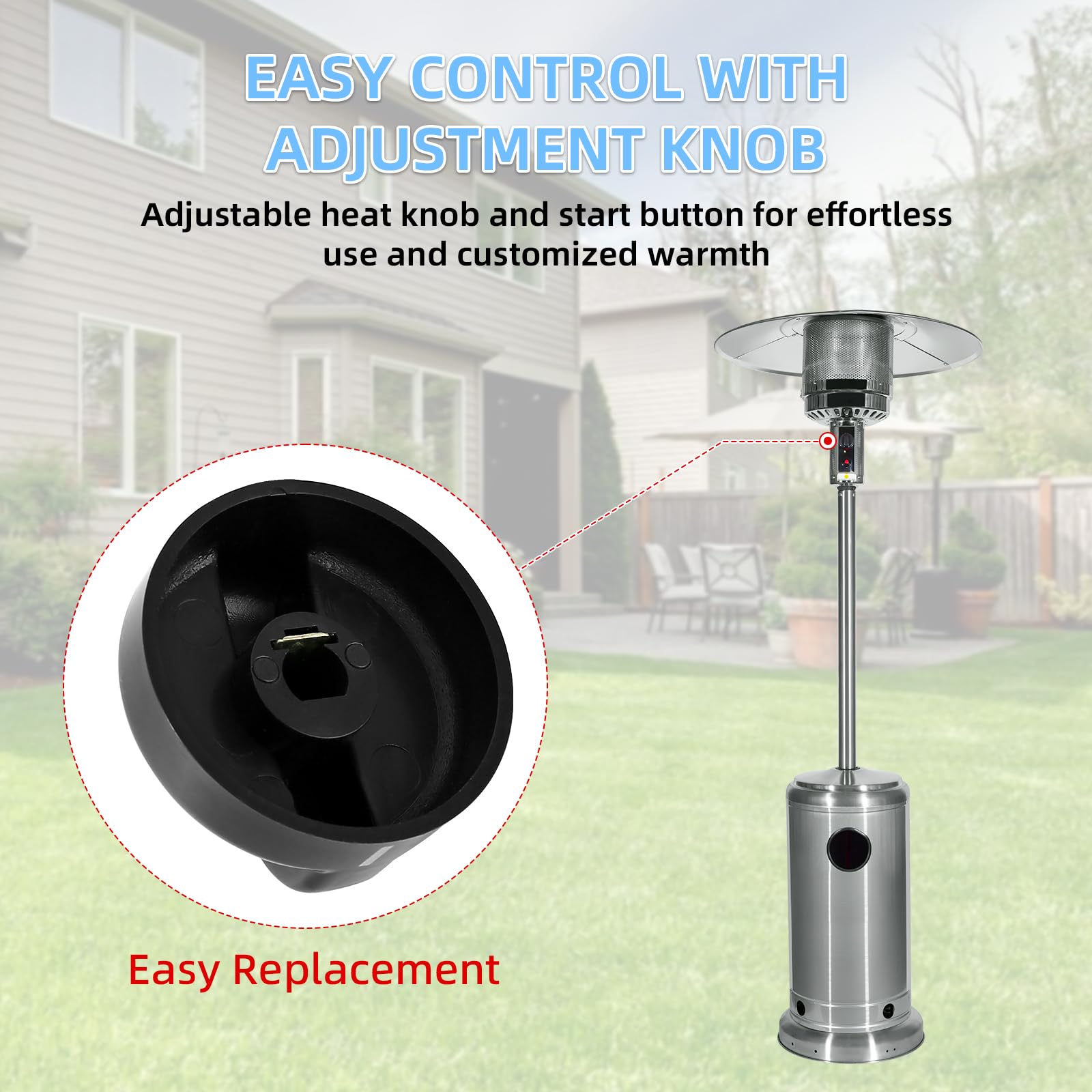4-Pack Universal D-Shape Heater Knob Replacement for Gas Fireplaces, Fire Pits & Grills – Durable & Easy to Install for Most Patio Heaters – Perfect for Outdoor Heating, Backyard Gatherings & Camping