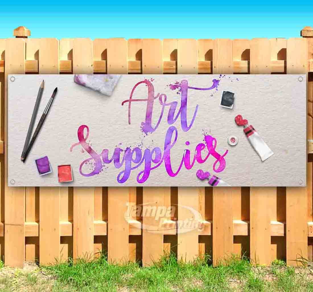13 oz Heavy-Duty Vinyl Art Supplies Banner with Metal Grommets - Single-Sided Non-Fabric Sign for Art Studios, Classrooms & Craft Shows