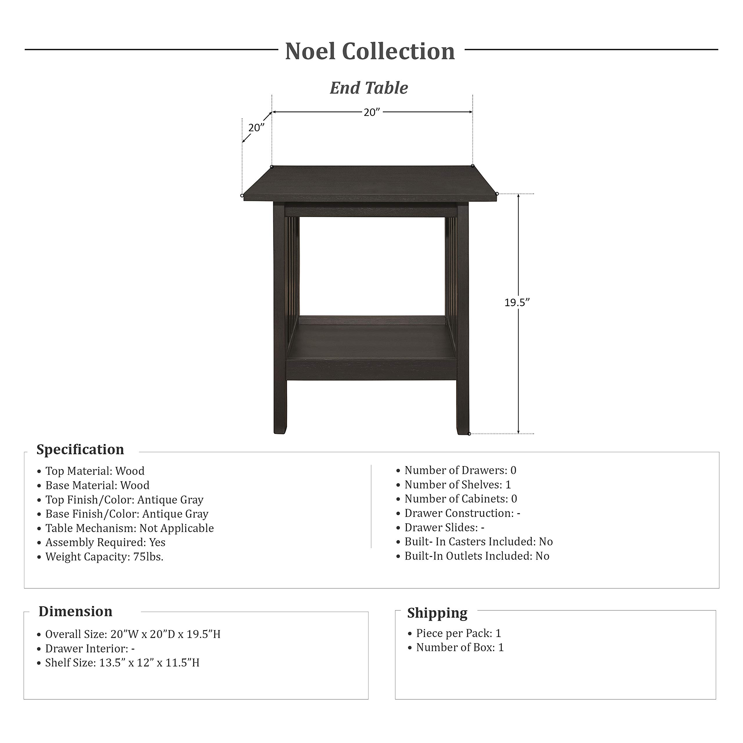 Lexicon Noel 3-Piece Coffee Table Set in Antique Gray - Modern Farmhouse Living Room Furniture for Small Spaces, Home Decor & Entertaining
