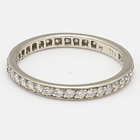 0.74 Carat Round Brilliant H VS2 Diamond 18K White Gold Eternity Band Ring - Perfect Wedding, Anniversary & Engagement Jewelry Gift for Her
