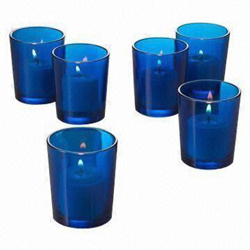 10 Pack Blue Glass Votive Tealight Candle Holders - Elegant Wedding Centerpieces, Christmas Decor, Baby Shower & Party Supplies for Home, Dining Table, Romantic Dinner and Special Events