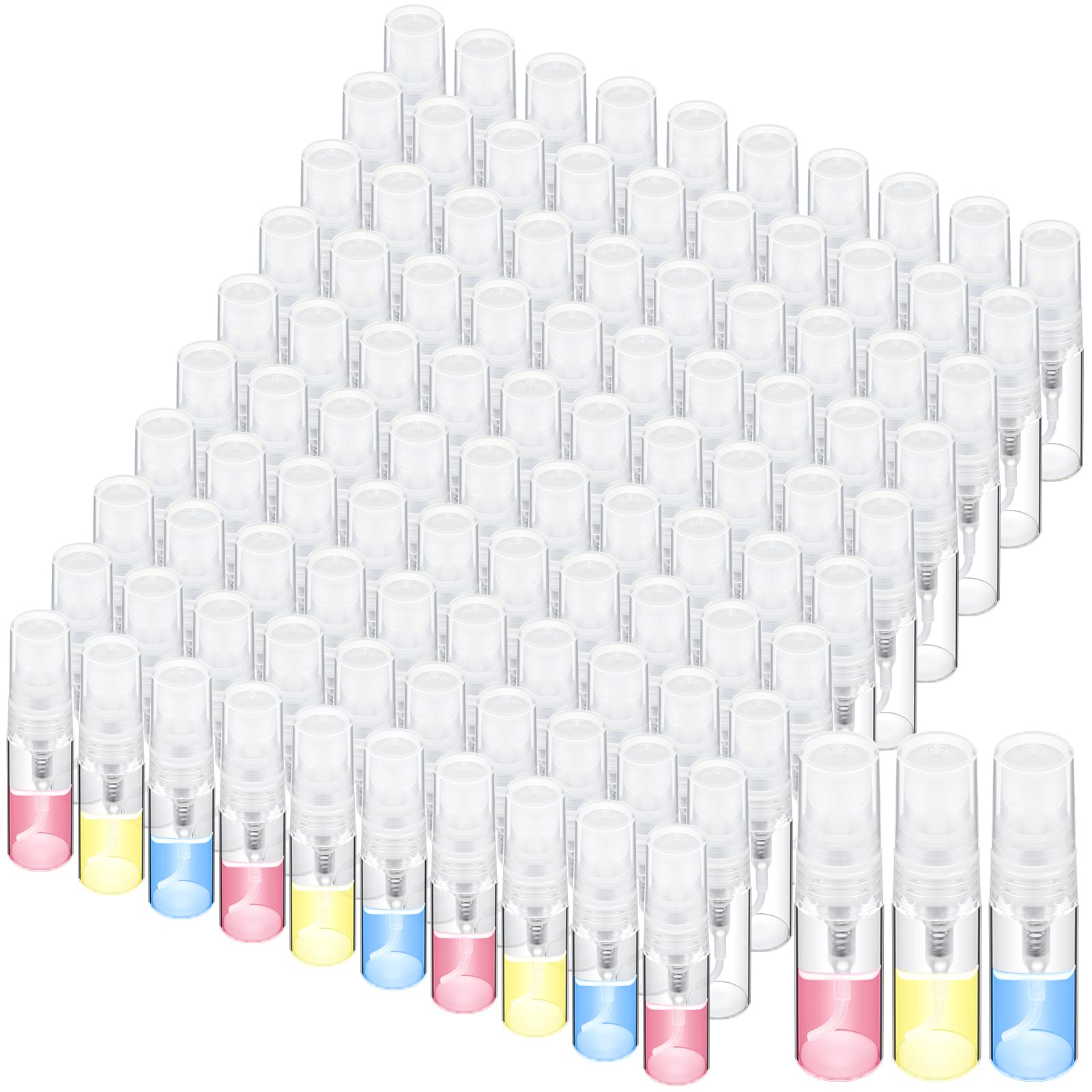 Lallisa 100 Pcs 3ml Mini Spray Bottles - Clear Glass Refillable Perfume Bottles with Fine Mist Spray | Empty Fragrance Sample Containers & Cosmetic Atomizers for Essential Oils, Travel, Cleaning, DIY Projects | Perfect for Home, Salon & On-the-Go Use