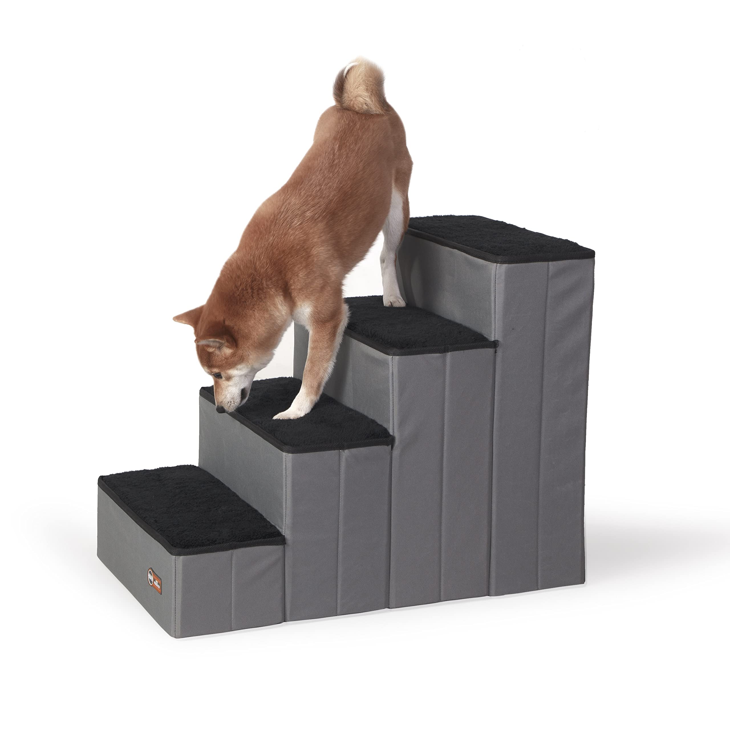 K&H Pet Products 4-Step Pet Stairs with Storage - Gray/Black - Help Small Dogs & Cats Reach Beds & Couches Safely