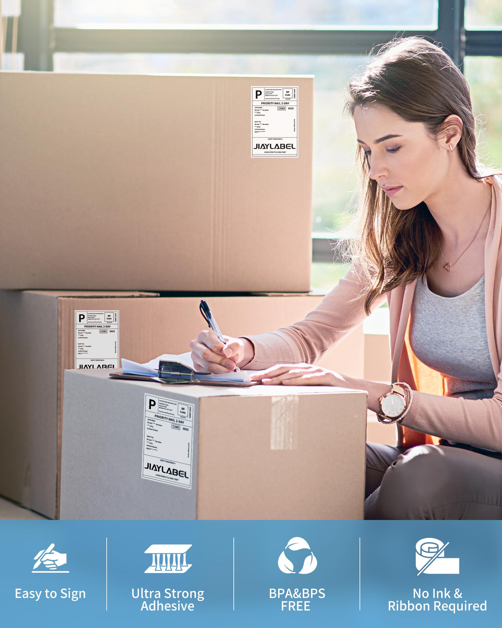 4x6 Thermal Shipping Labels - 500 Fanfold Stickers for USPS, UPS, FedEx | Compatible with Thermal Label Printers | White Address Labels for Packing & Mailing | Perfect for E-commerce, Small Business & Home Shipping