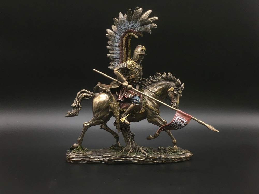 Polish Hussar Knight in Full Armor with Sabre Sword - 12.6 Inch Collectible Figurine | Medieval Decor, Gift for History Enthusiasts
