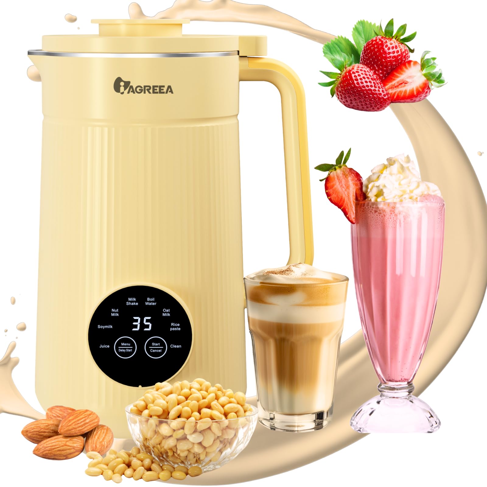 8-in-1 Automatic Nut Milk Maker Machine - 35oz Electric Blender for Homemade Almond, Walnut, Soy & Plant-Based Milk | Self-Cleaning with Delay Start | Perfect for Baby Food, Healthy Smoothies & Vegan Diets | Kitchen Essential for Dairy-Free Lifestyles