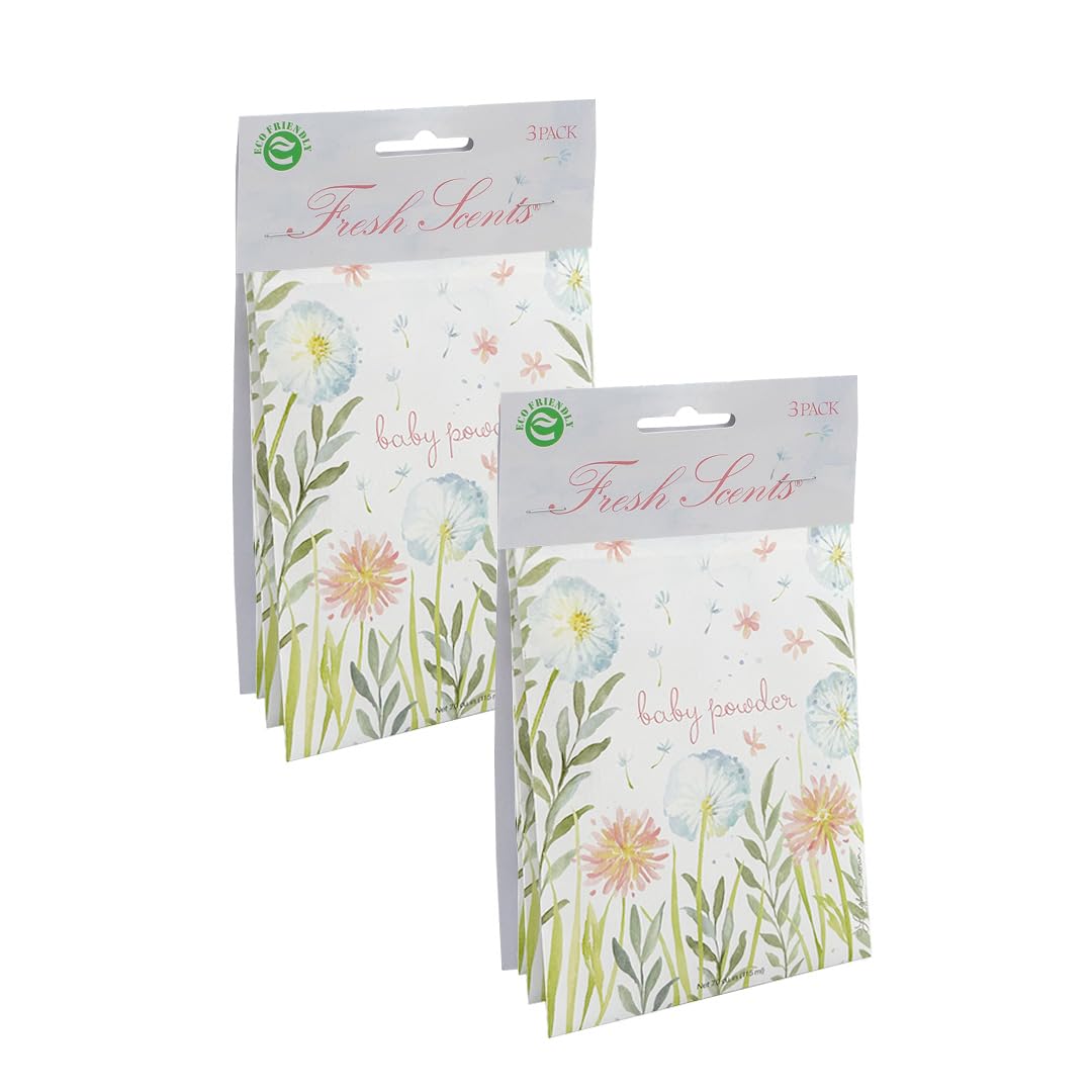 WILLOWBROOK | Fresh Baby Powder Scented Sachets - 6 Pack | Long Lasting Drawer & Closet Fresheners | Car Air Freshener Bags | Home Fragrance for Nursery, Bedroom & Small Spaces