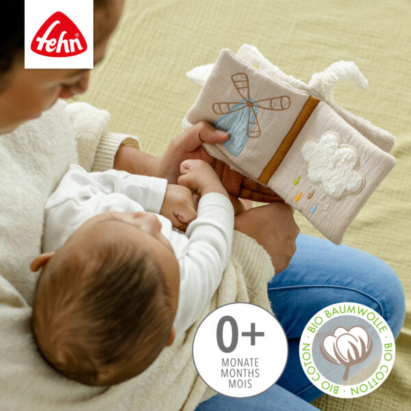 FehnNATUR Soft Sensory Book for Babies - Interactive Touch & Feel Activity with Sheep Design - Perfect for Early Learning, Toddler Playtime & Montessori Education