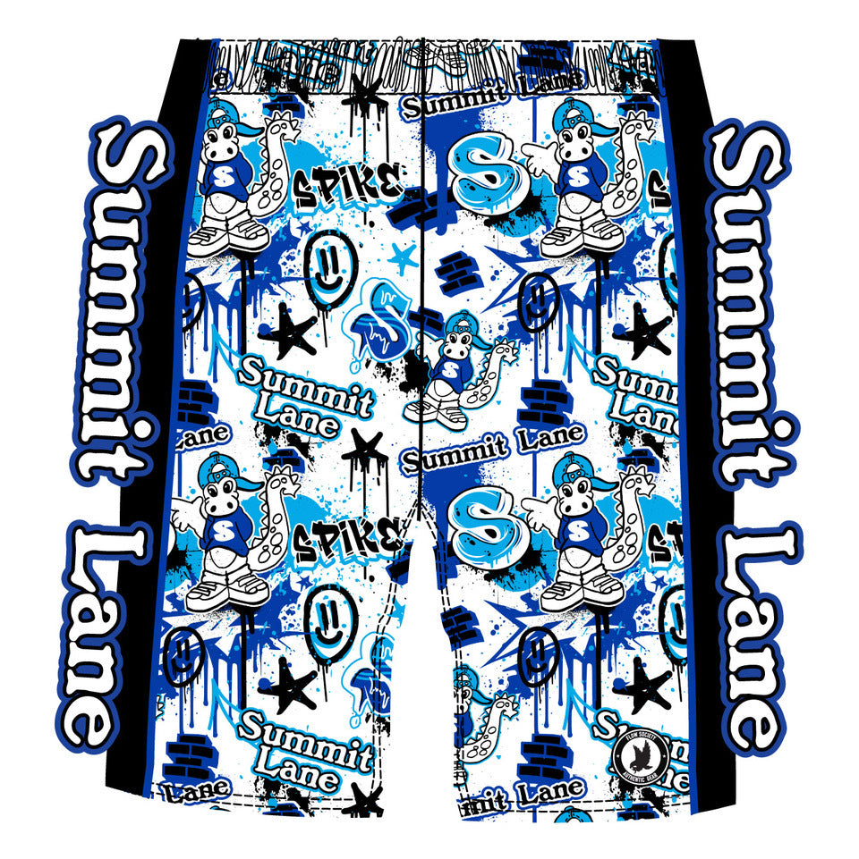 Boys & Men's Summit Lane White Graffiti Shorts - Trendy Streetwear for Casual Wear, Gym & Summer Outfits