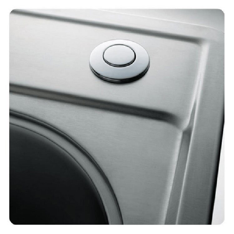 Universal Round 1 3/4 Inch Air Switch in Satin Nickel Finish - Durable Plastic Push Button for Home Appliances, Bathroom Fixtures & Industrial Equipment