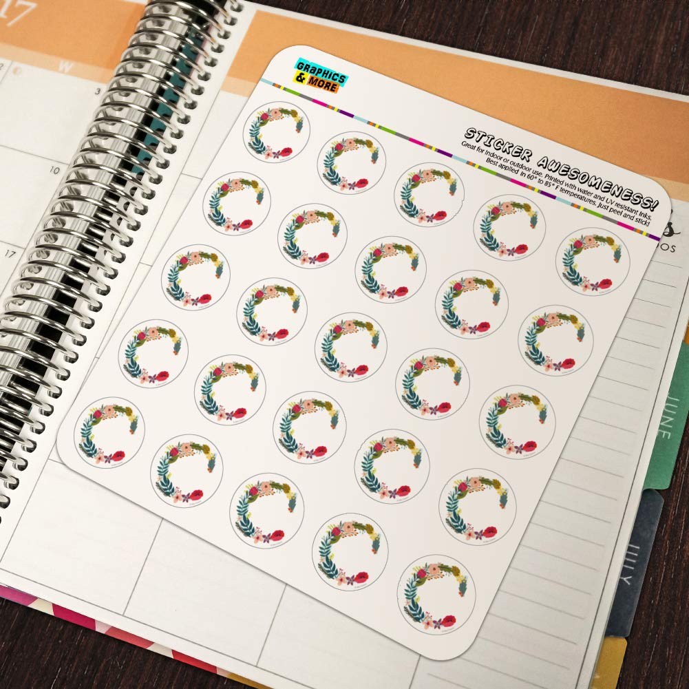 Floral Monogram Letter C Stickers for Planner, Calendar, Scrapbooking & Crafting - Perfect for DIY Projects, Bullet Journals, and Gift Decorations
