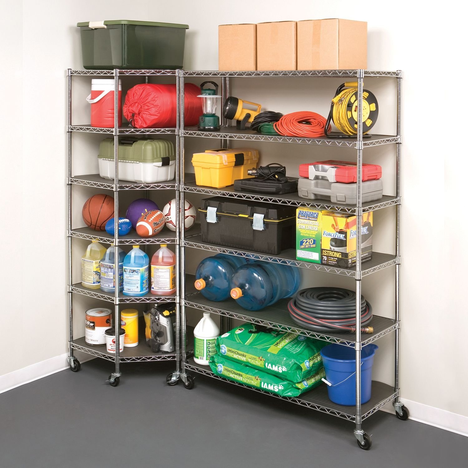 Heavy Duty Steel 6-Tier Corner Shelf for Restaurant - NSF Approved Commercial Food Storage Rack | Perfect for Kitchen, Pantry & Backroom Organization