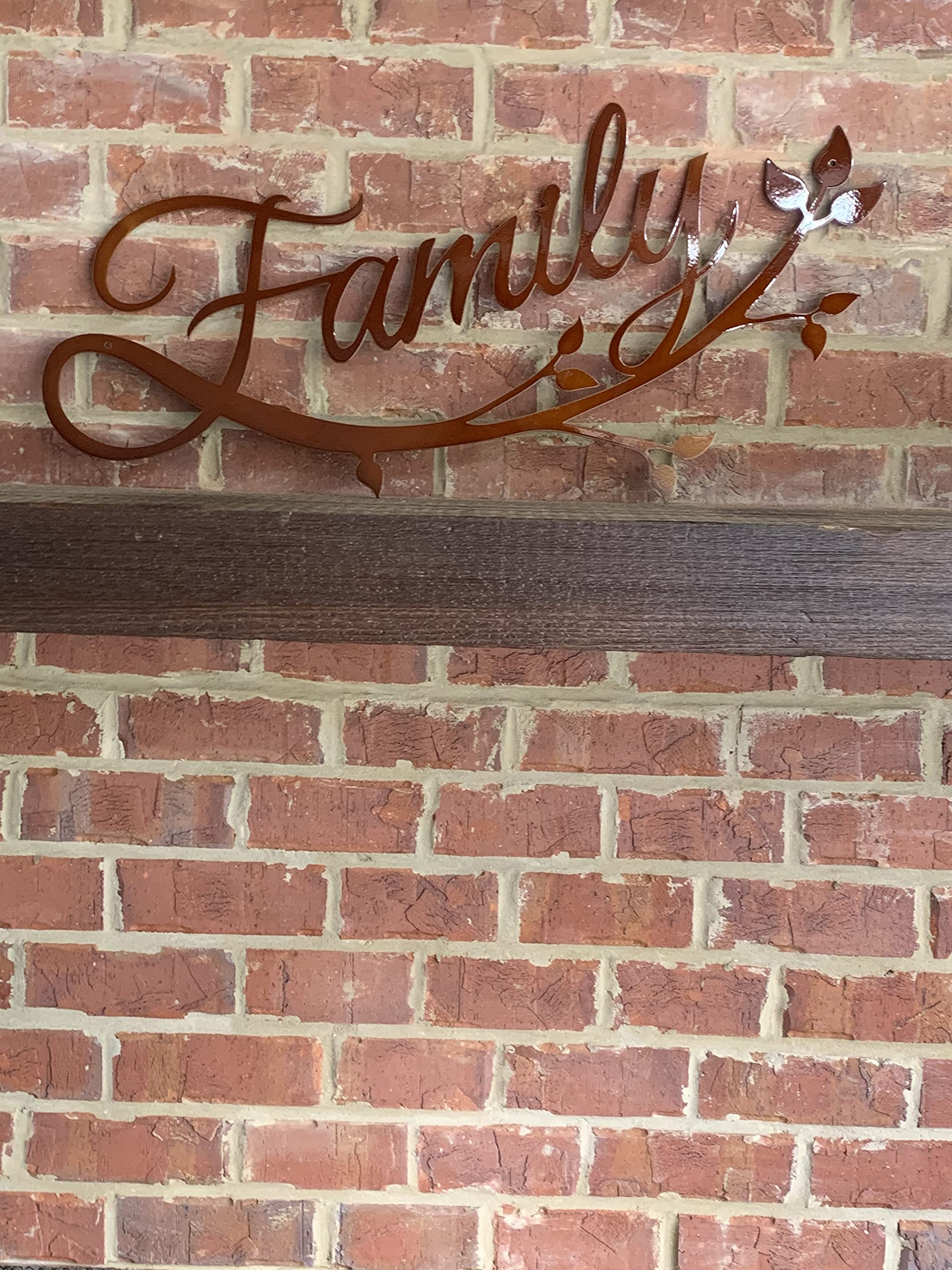 Riverside Designs Family Cursive Word Metal Wall Sign - Handmade in USA | Durable Copper Wall Art Decor for Living Room, Bedroom & Entryway | 36 Inch Rustic Home Sign for Farmhouse, Wedding Gift & Housewarming